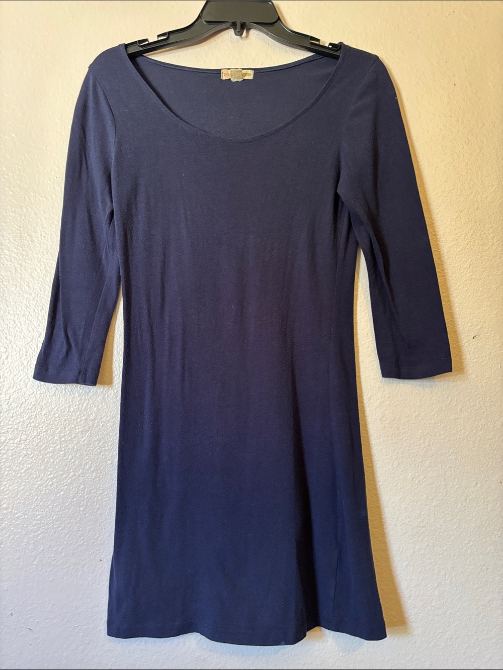 Zenana Outfitters Scoop Neck Navy Blue 3/4 Sleeve Dress S